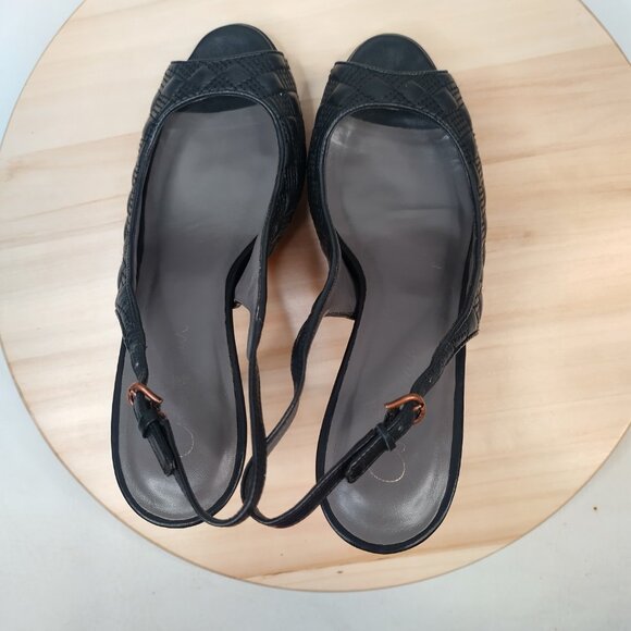 COLE HAAN Nike Air Heels Black Quilted Leather Open Toe High Heels Women US 8B - Picture 6 of 12